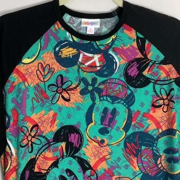 LuLaRoe green and black Mickey Minnie baseball tee small - Picture 2 of 7